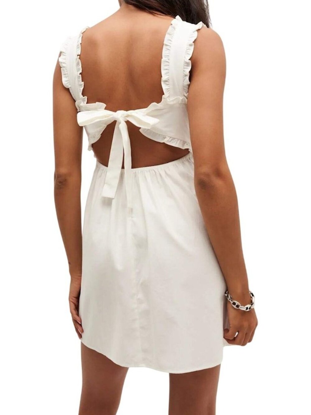 Reformation Liah Mini White Dress Open Back Tie Dress Babydoll LWD S